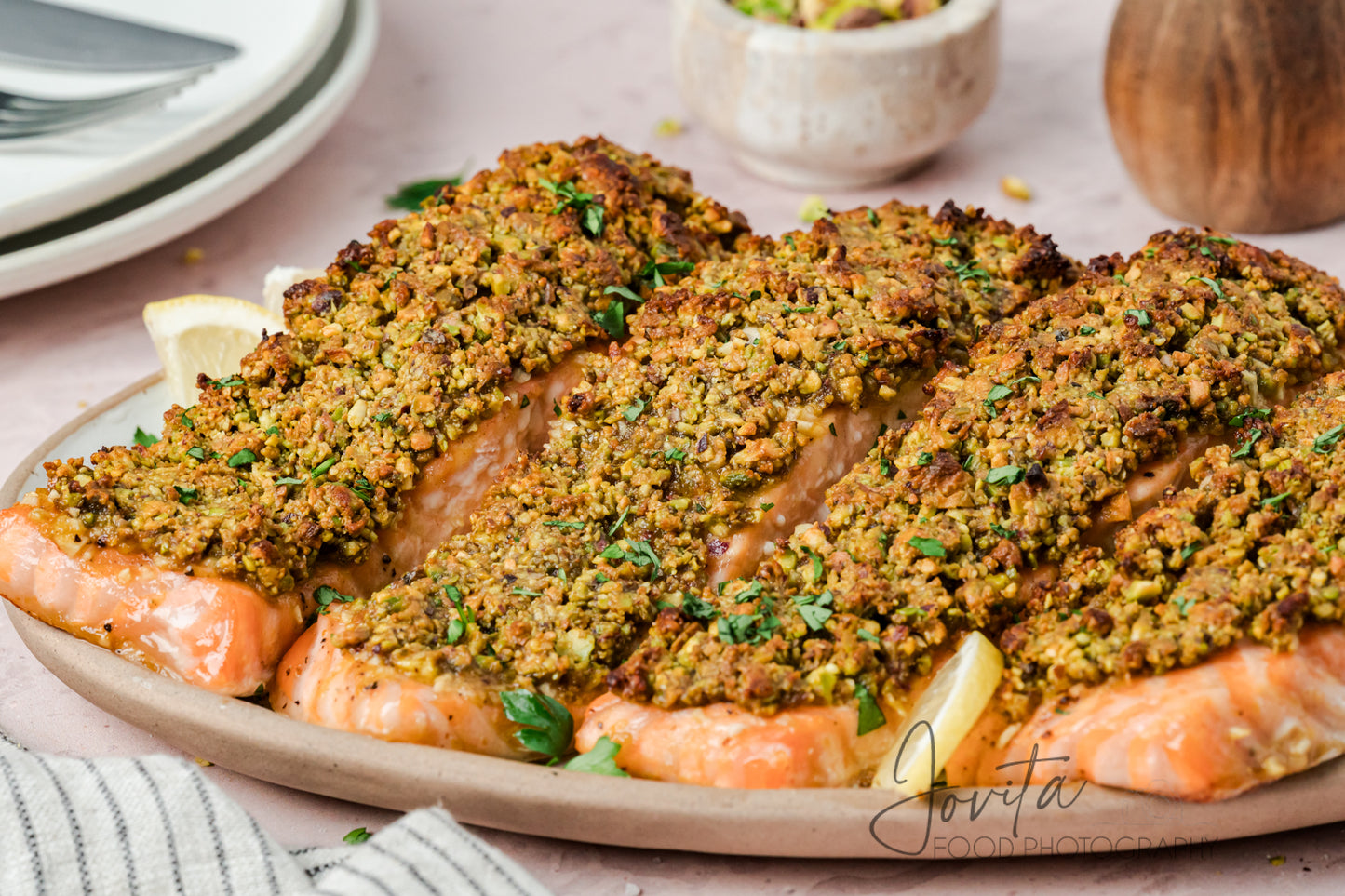 Pistachio Crusted Salmon with Lemon-Herb Quinoa