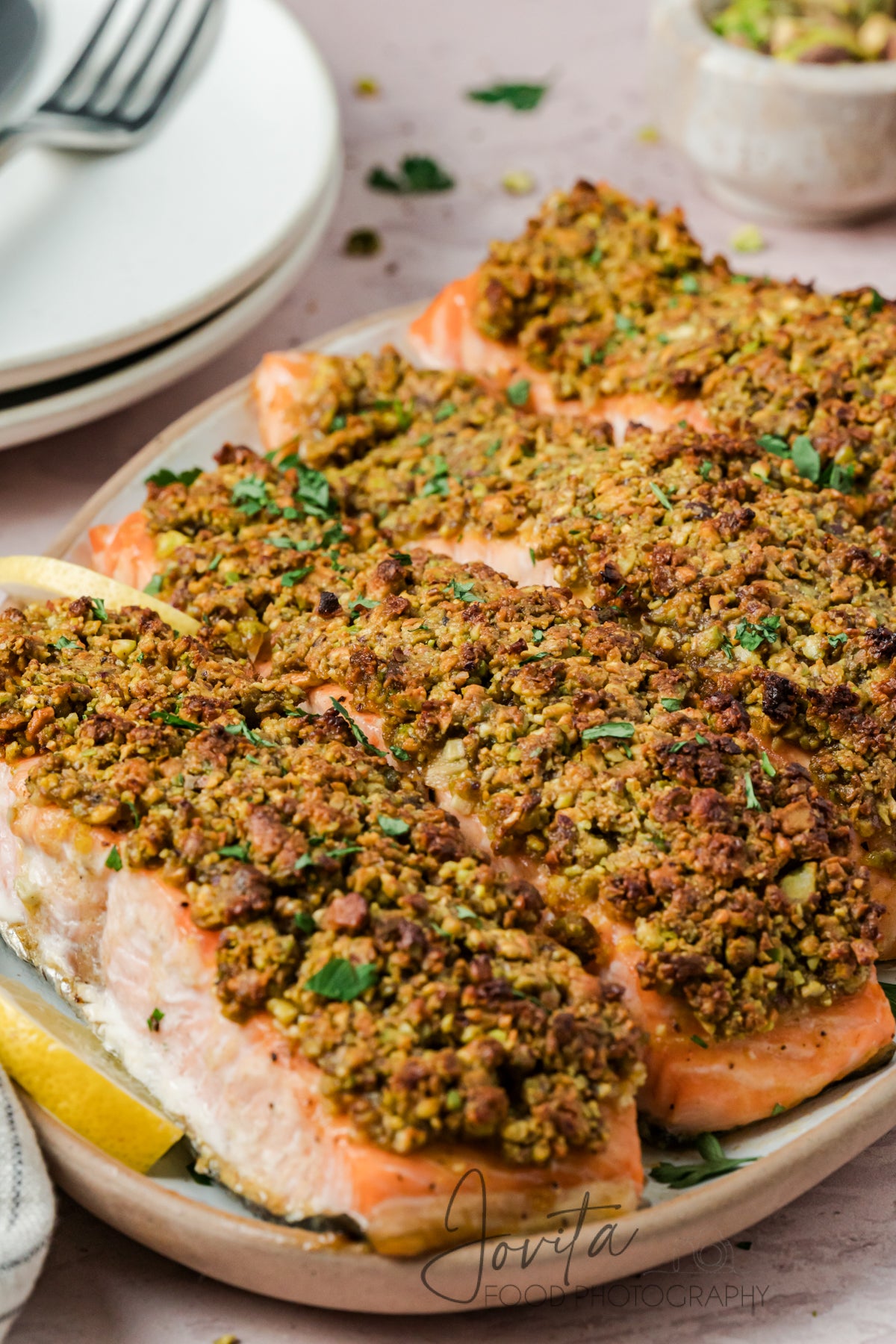 Pistachio Crusted Salmon with Lemon-Herb Quinoa