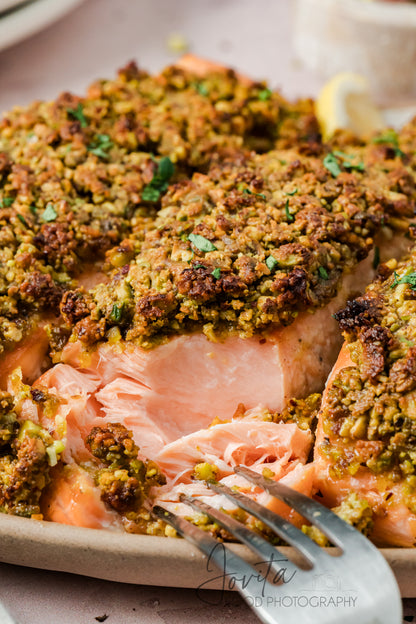 Pistachio Crusted Salmon with Lemon-Herb Quinoa