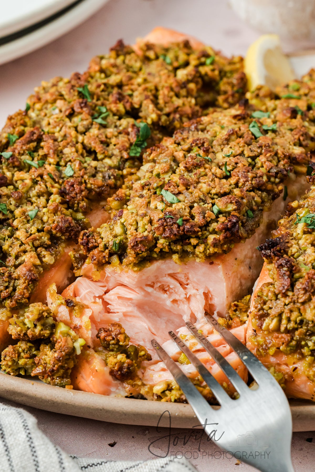 Pistachio Crusted Salmon with Lemon-Herb Quinoa