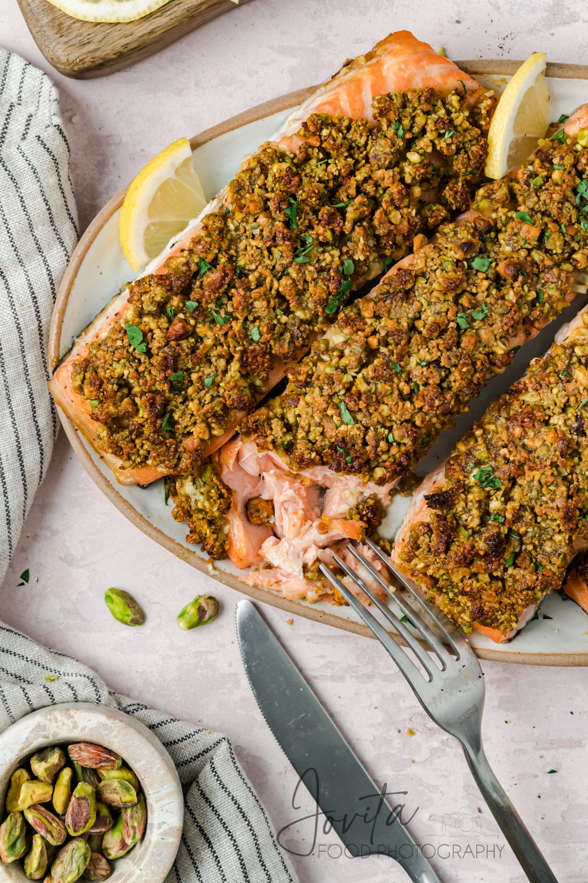 Pistachio Crusted Salmon with Lemon-Herb Quinoa