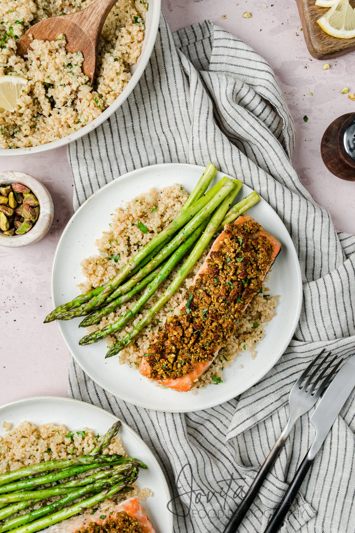 Pistachio Crusted Salmon with Lemon-Herb Quinoa