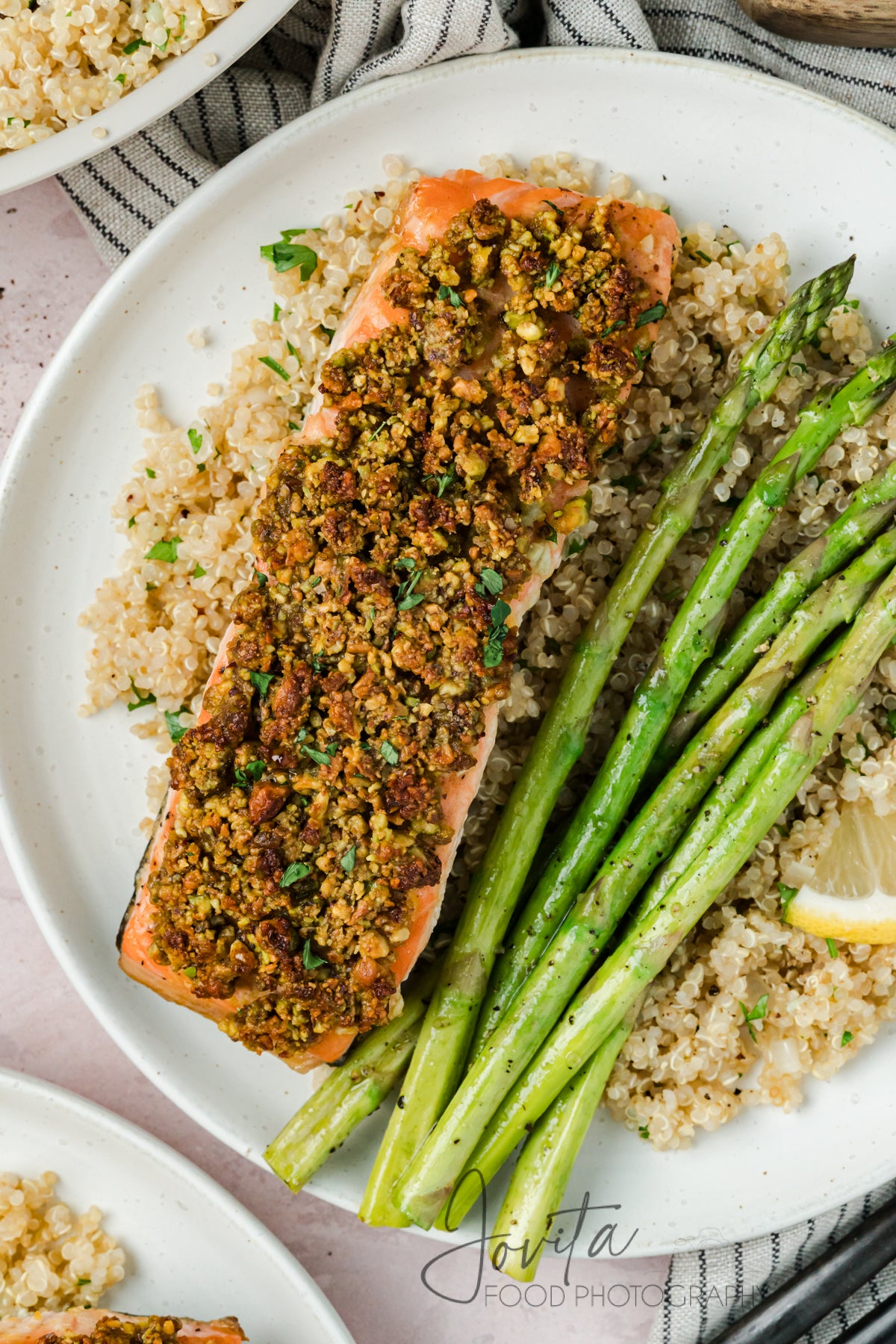 Pistachio Crusted Salmon with Lemon-Herb Quinoa