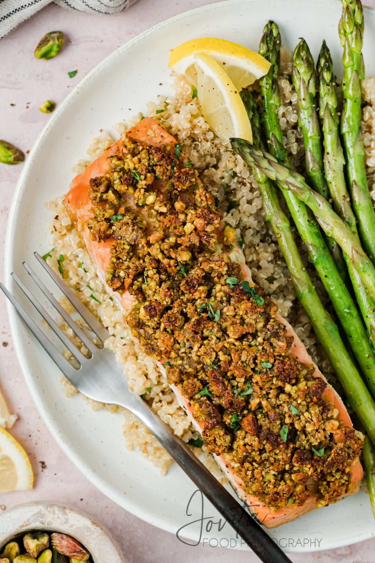 Pistachio Crusted Salmon with Lemon-Herb Quinoa