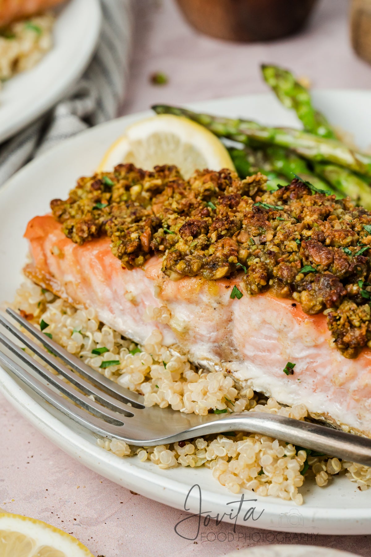 Pistachio Crusted Salmon with Lemon-Herb Quinoa