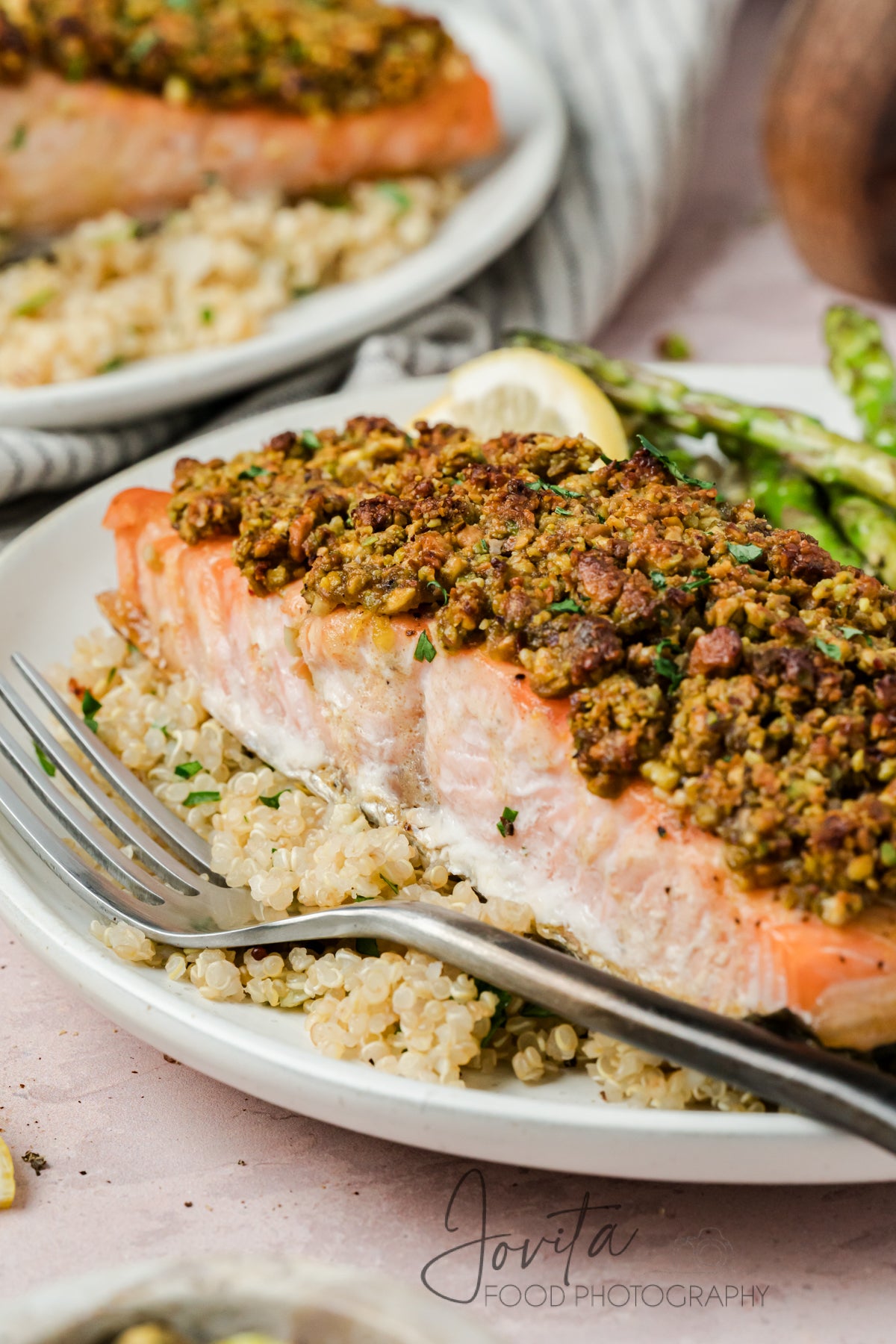 Pistachio Crusted Salmon with Lemon-Herb Quinoa