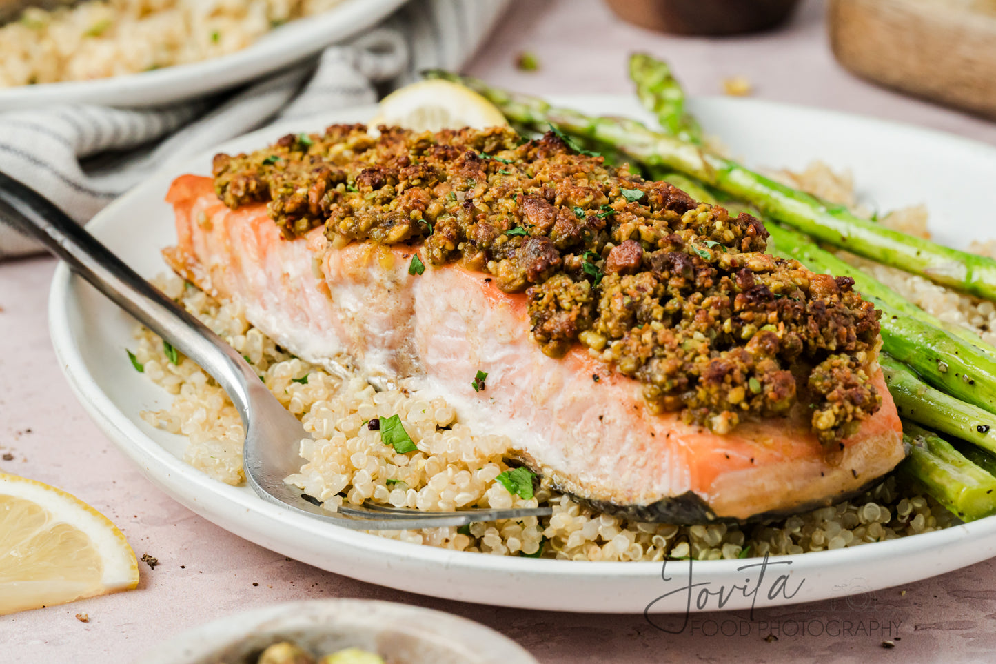 Pistachio Crusted Salmon with Lemon-Herb Quinoa