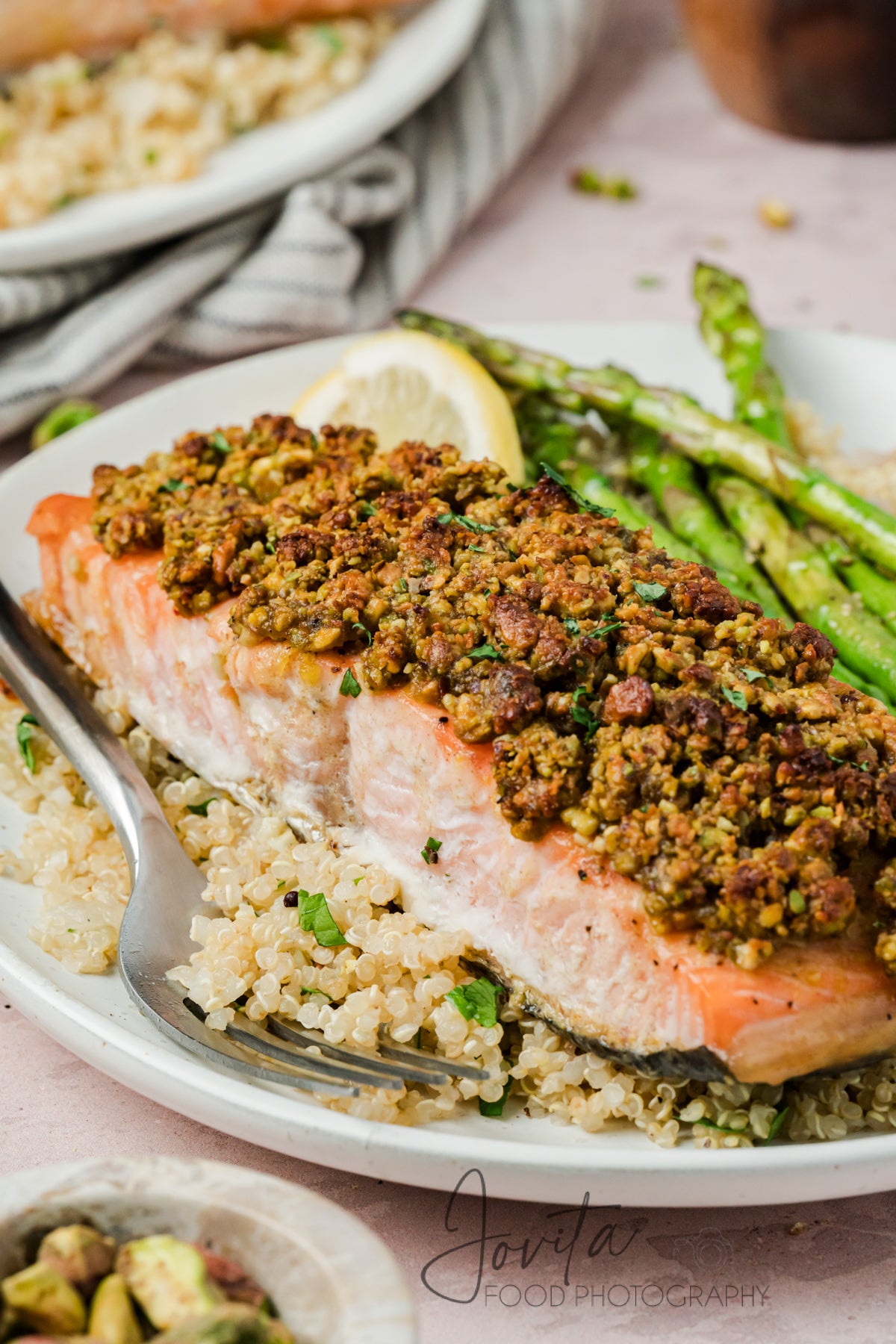 Pistachio Crusted Salmon with Lemon-Herb Quinoa