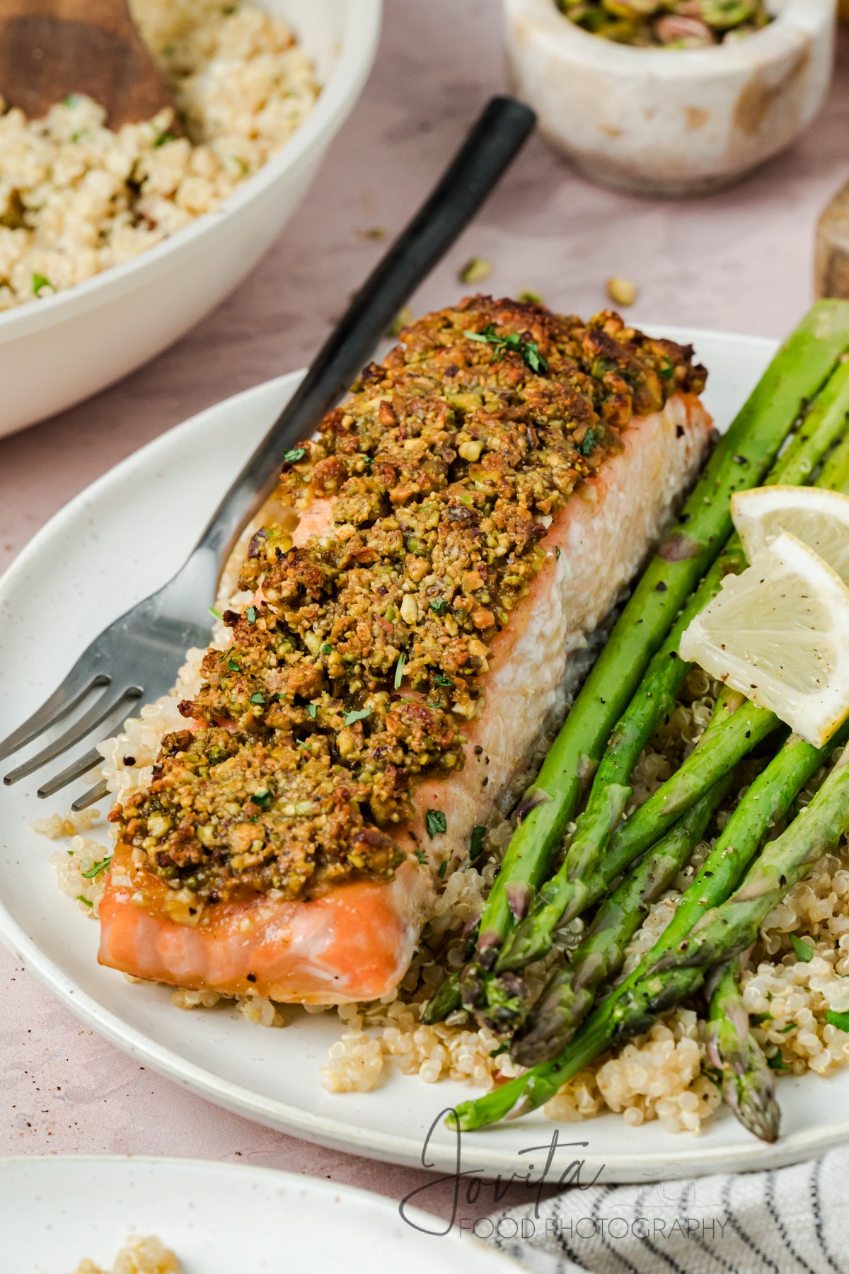 Pistachio Crusted Salmon with Lemon-Herb Quinoa