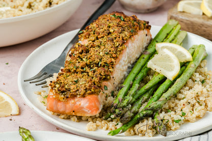 Pistachio Crusted Salmon with Lemon-Herb Quinoa