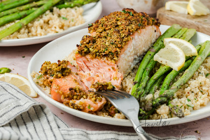 Pistachio Crusted Salmon with Lemon-Herb Quinoa