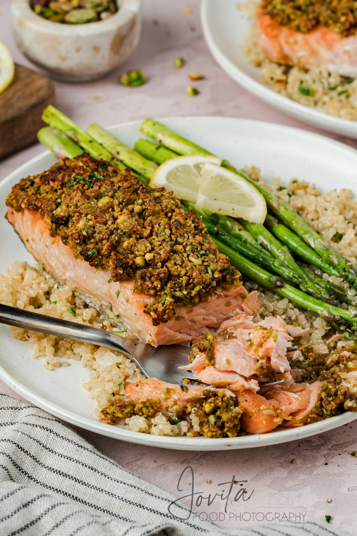 Pistachio Crusted Salmon with Lemon-Herb Quinoa