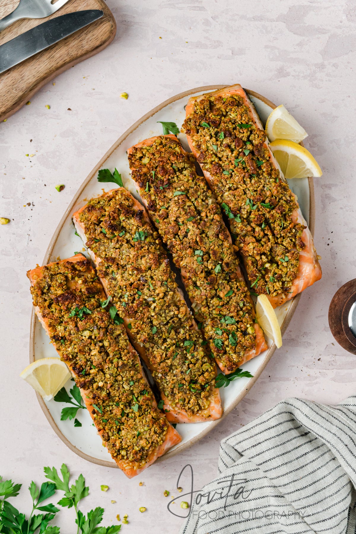 Pistachio Crusted Salmon with Lemon-Herb Quinoa