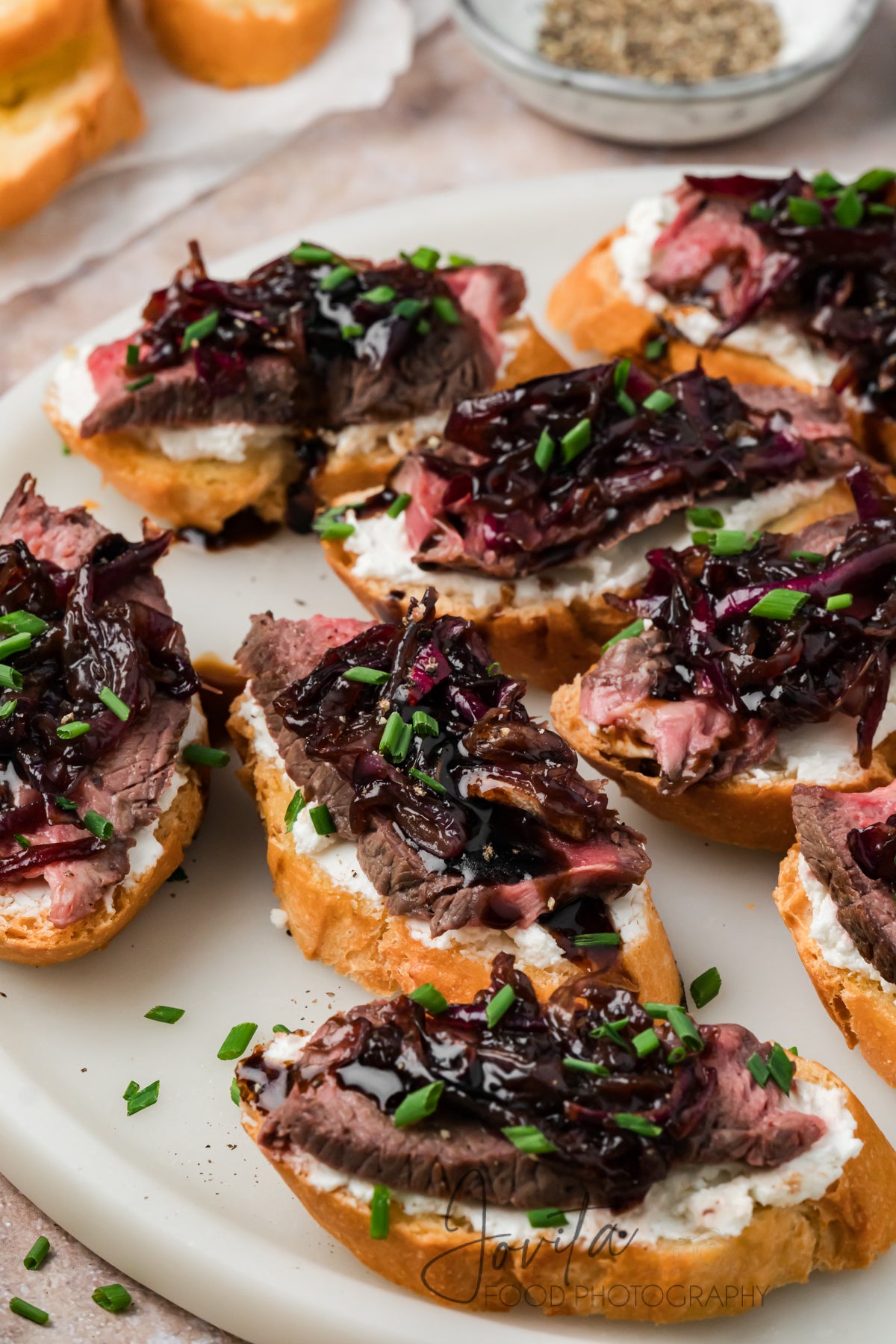 Steak Crostini with Goat Cheese & Caramelized Onions