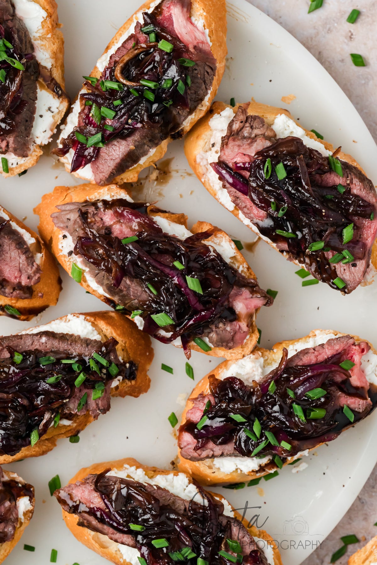 Steak Crostini with Goat Cheese & Caramelized Onions