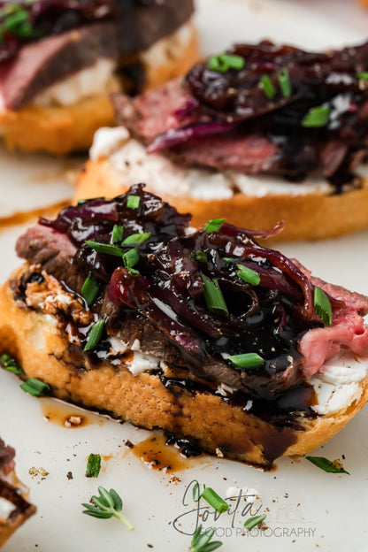Steak Crostini with Goat Cheese & Caramelized Onions