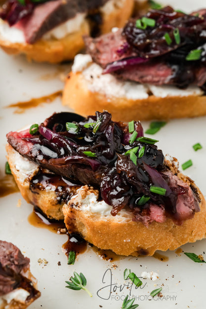Steak Crostini with Goat Cheese & Caramelized Onions
