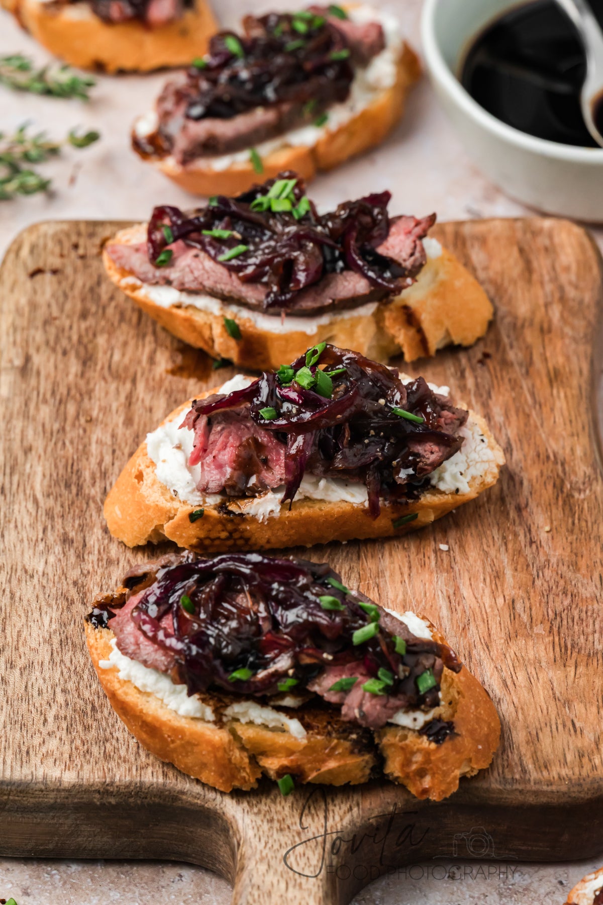 Steak Crostini with Goat Cheese & Caramelized Onions