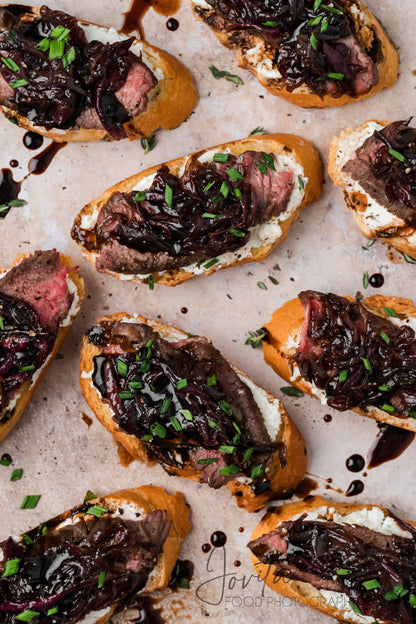Steak Crostini with Goat Cheese & Caramelized Onions