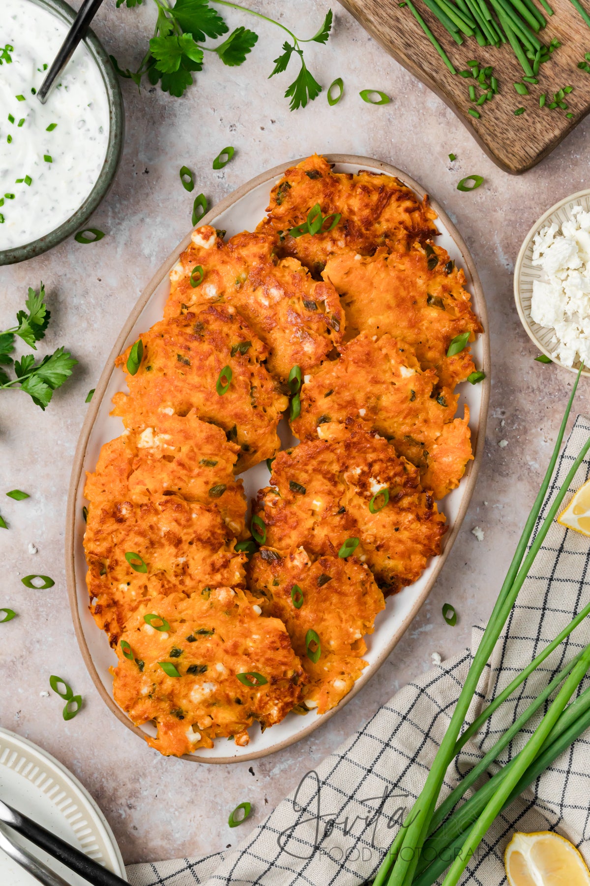 Sweet Potato Fritters with Feta